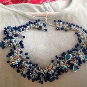 Talbots navy and aqua beaded necklace